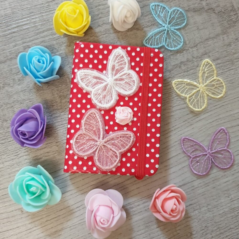 Mini Notebook-Butterfly Flowers Handmade Notepad Small Pocket Mini Journal Gift